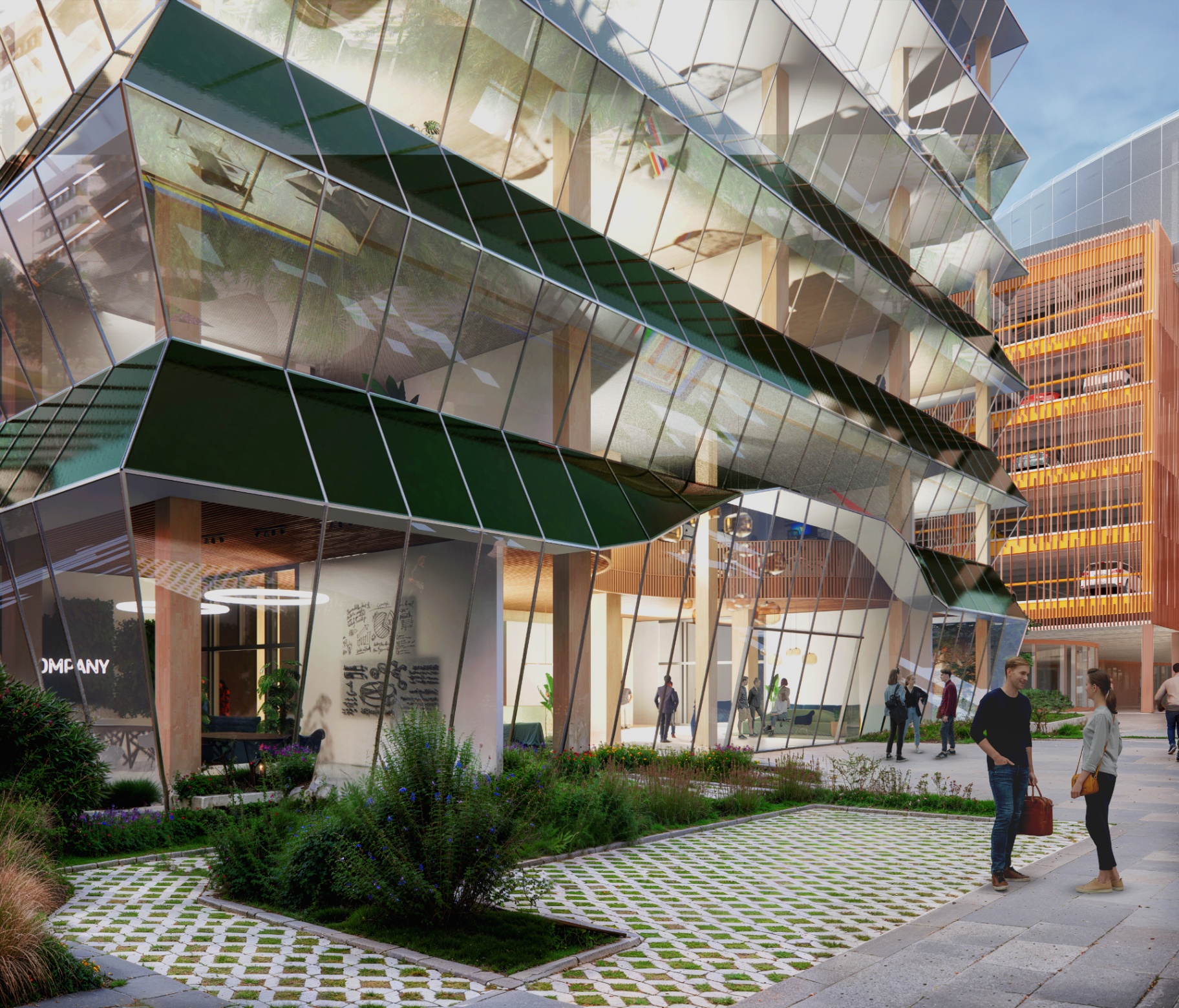IPAI Campus – Hochhaus Eingang, ©IPAI/MVRDV